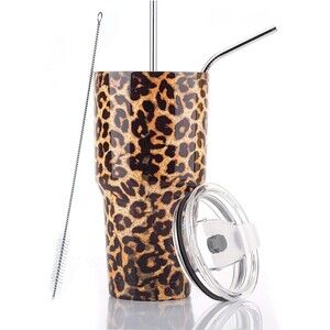 Dynamic SE 30oz Leopard Tumbler Stainless Steel With Lid Metal Straw & Brush